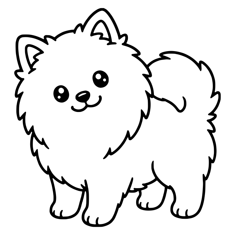 Standing Pomeranian With Closed Smile and Head Turned — free animal SVG cut file