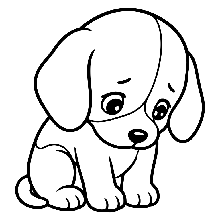Shy Beagle Puppy Sitting with Head Lowered — free animal SVG cut file