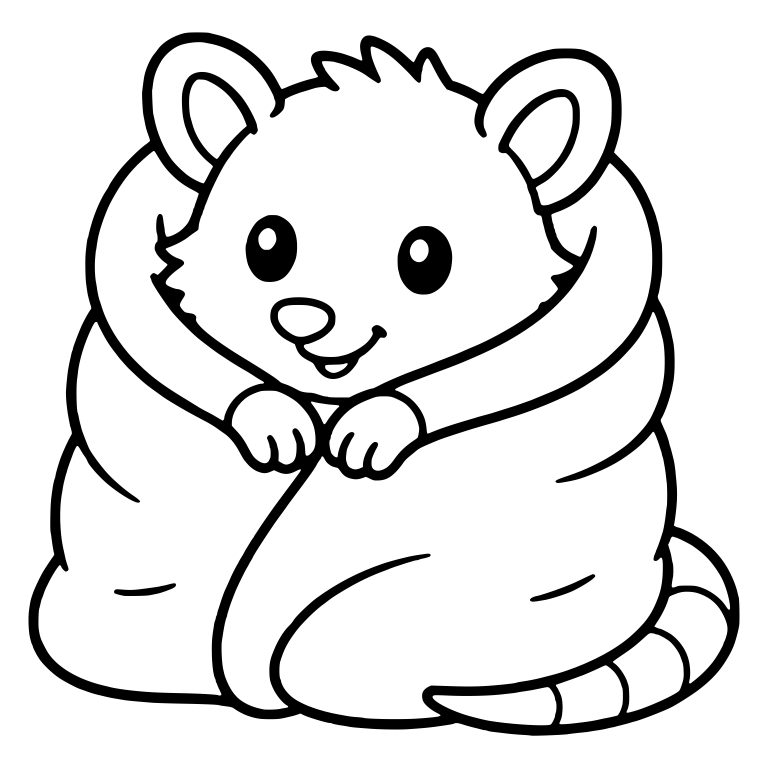 Cozy Kawaii Possum Wrapped Up in a Blanket — free animal SVG cut file