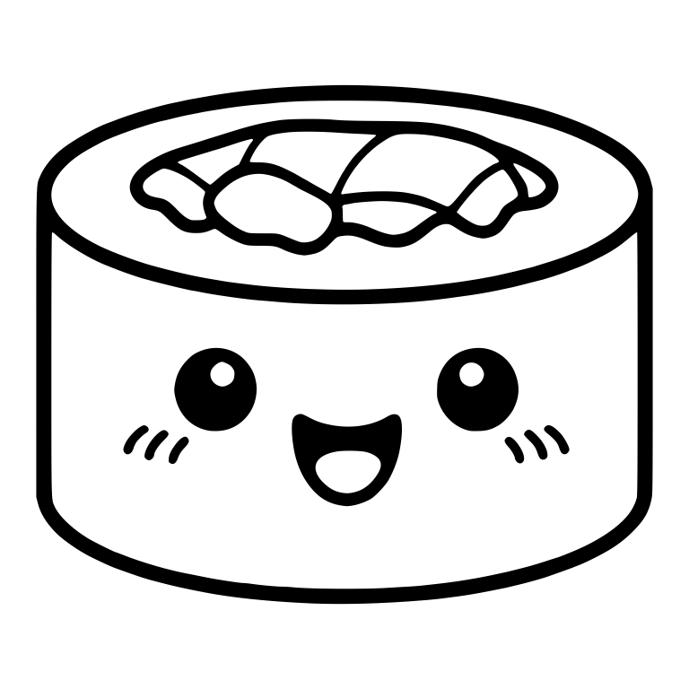 Open Mouth Sushi Roll With Wavy Fish Topping — free food SVG cut file