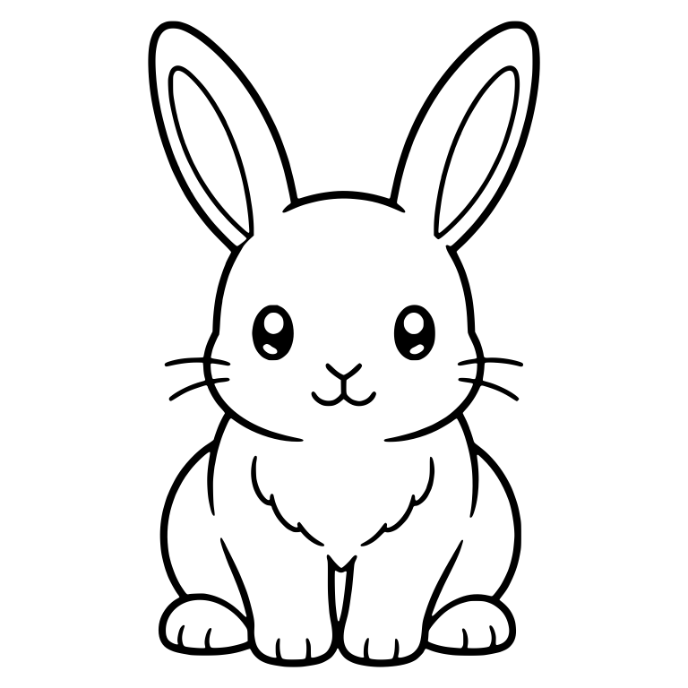 Long-Eared Bunny Sitting Front View With Whiskers — free animal SVG cut file
