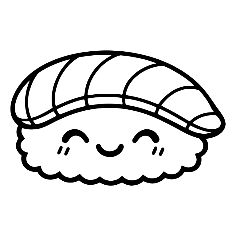 Salmon Nigiri With Happy Closed Eyes and Blush Lines — free food SVG cut file