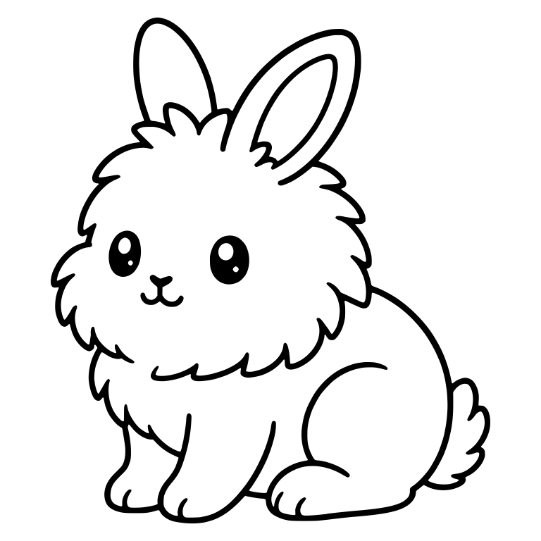 Lionhead Bunny Sitting In Three-Quarter View — free animal SVG cut file