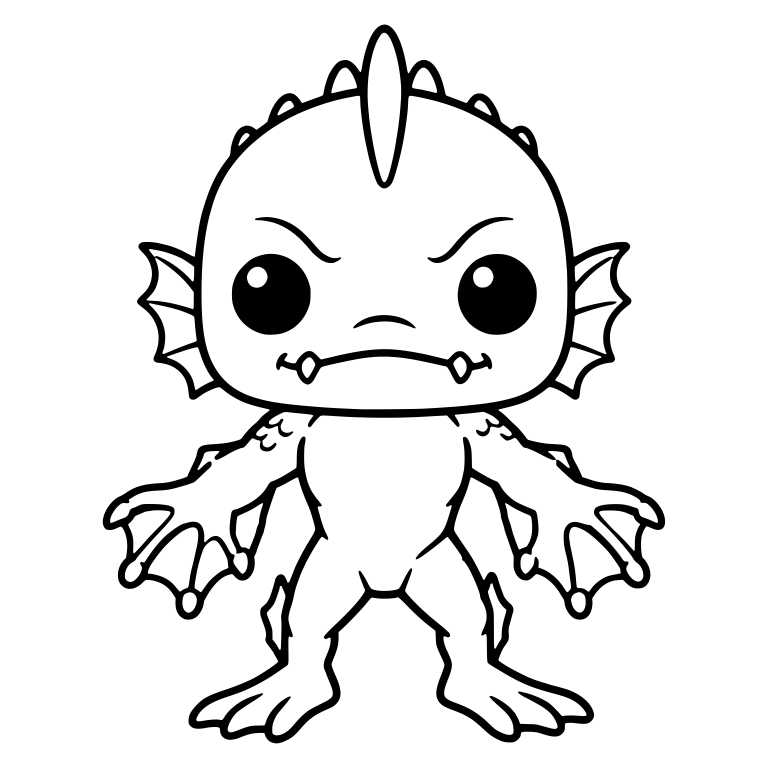 Grumpy Lagoon Creature With Head Crest And Webbed Hands — free fantasy-creature SVG cut file