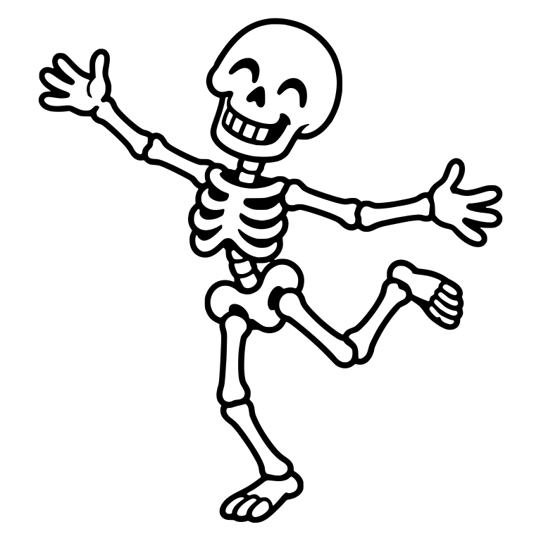 Retro Skeleton Dancing With Arms Spread Wide — free skeleton SVG cut file