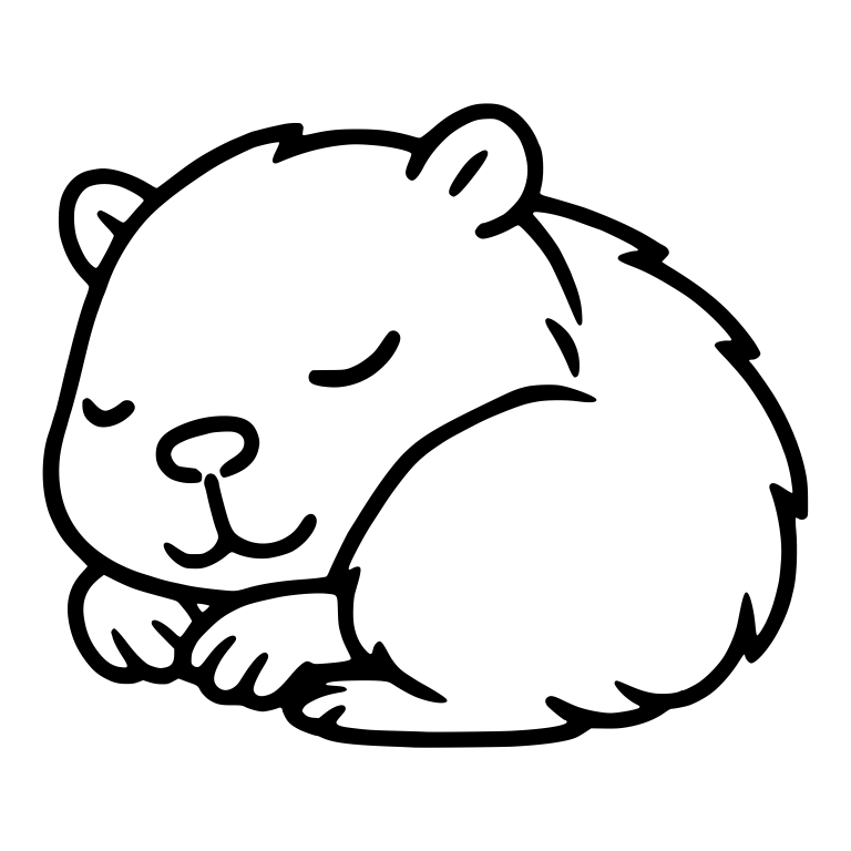 Sleeping Capybara Curled Up With Fluffy Fur — free animal SVG cut file