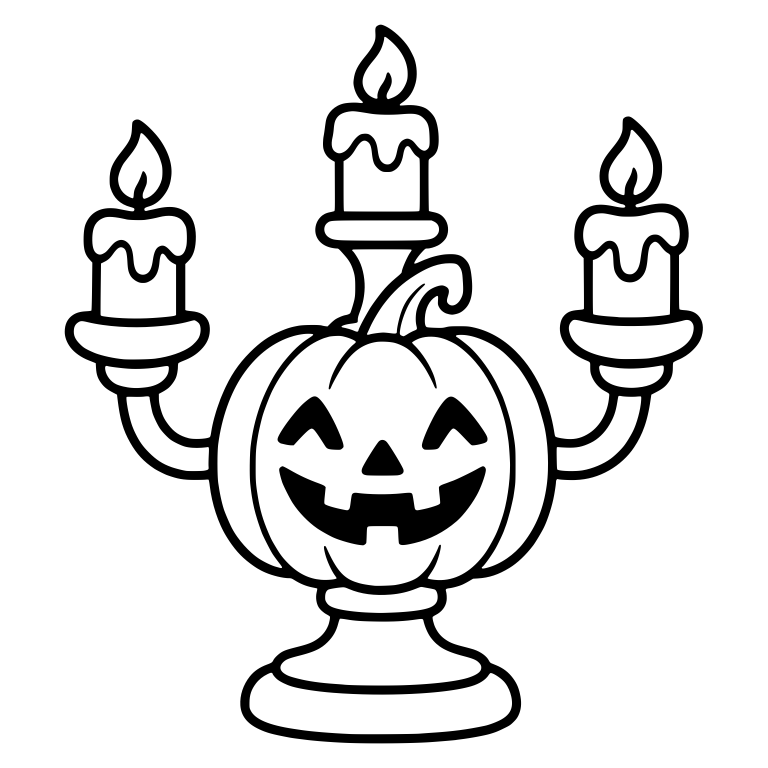 Jack-o'-Lantern Candelabra With Three Candles — free objects SVG cut file