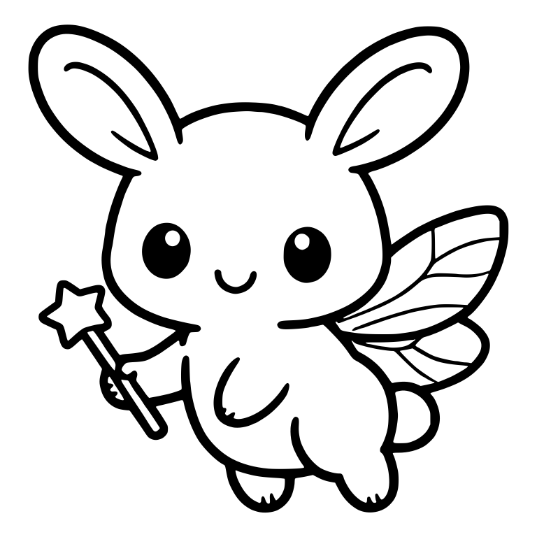 Fairy Bunny With Veined Butterfly Wing and Star Wand — free animal SVG cut file