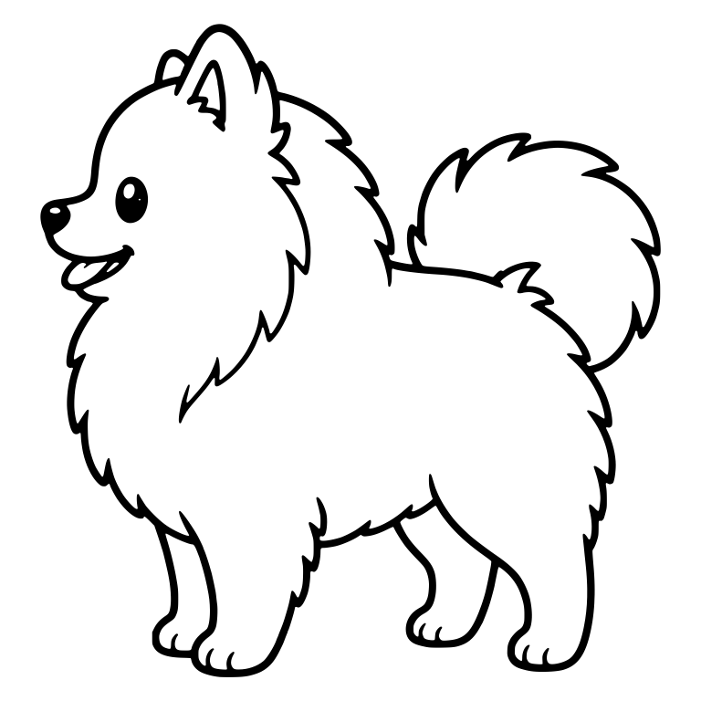 Pomeranian Standing Side Profile Facing Left — free animal SVG cut file