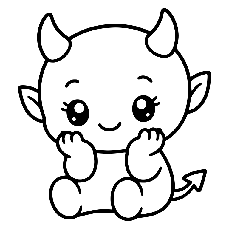 Sitting Baby Devil with Hands Up Beside Cheeks — free fantasy-creature SVG cut file
