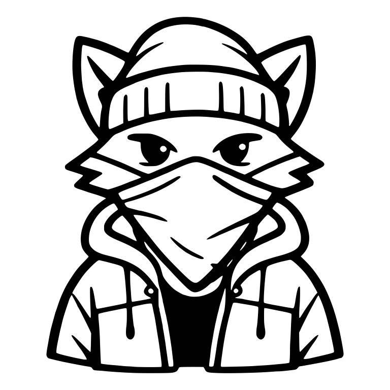 Bandana Fox In Beanie And Puffer Jacket Over Hoodie — free animal SVG cut file