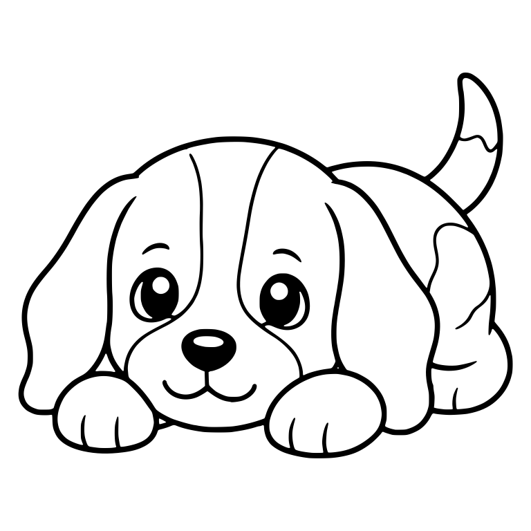 Beagle Puppy Lying Down with Head on Front Paws — free animal SVG cut file
