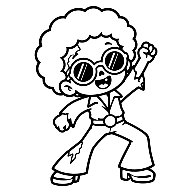 Disco Zombie With Afro And Round Sunglasses — free fantasy-creature SVG cut file