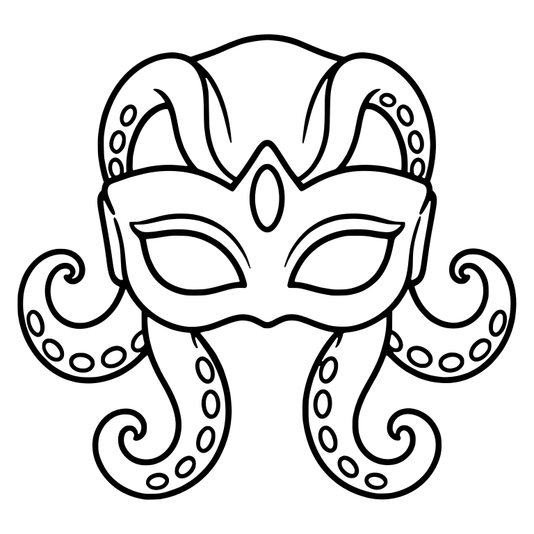 Octopus Tentacle Masquerade Mask With Forehead Gem — free objects SVG cut file