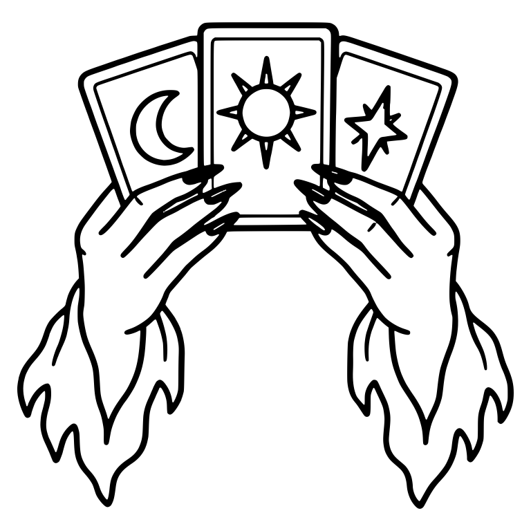 Ghostly Hands Holding Moon, Sun and Star Tarot Cards — free objects SVG cut file