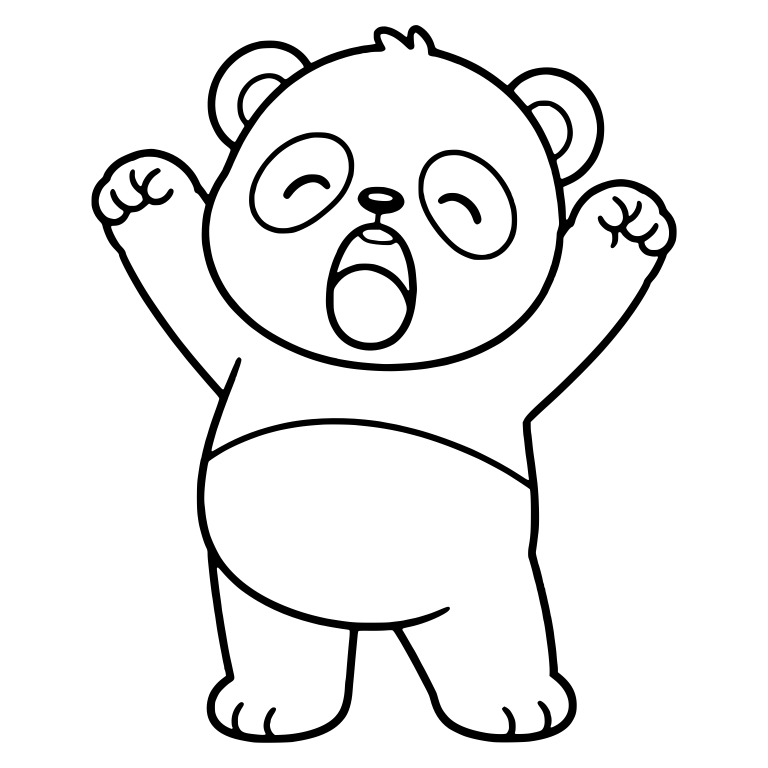 Standing Panda Stretching With Fists Raised — free animal SVG cut file