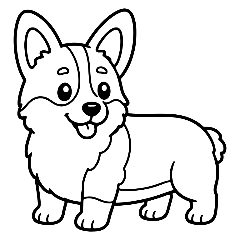Standing Corgi With Eyebrow Dots and Saddle Marking — free animal SVG cut file