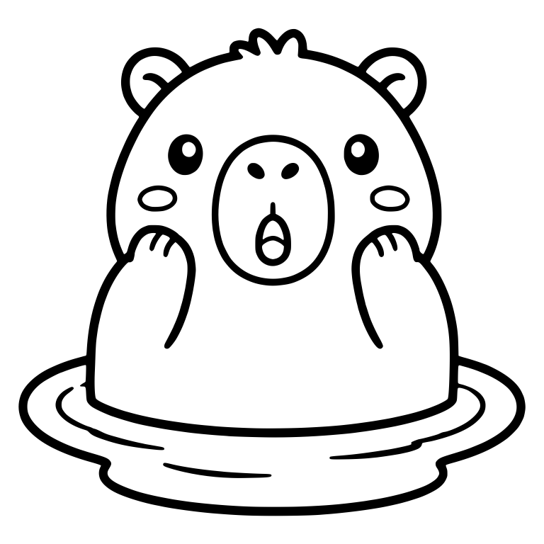 Surprised Capybara in Water With Paws on Cheeks — free animal SVG cut file