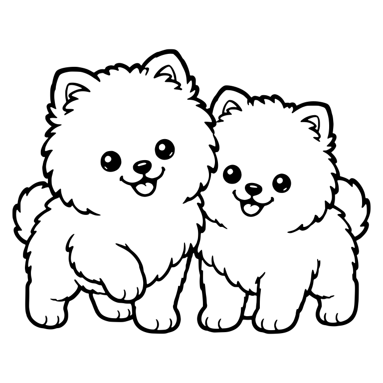 Pomeranian Pair Standing With One Paw Raised — free animal SVG cut file