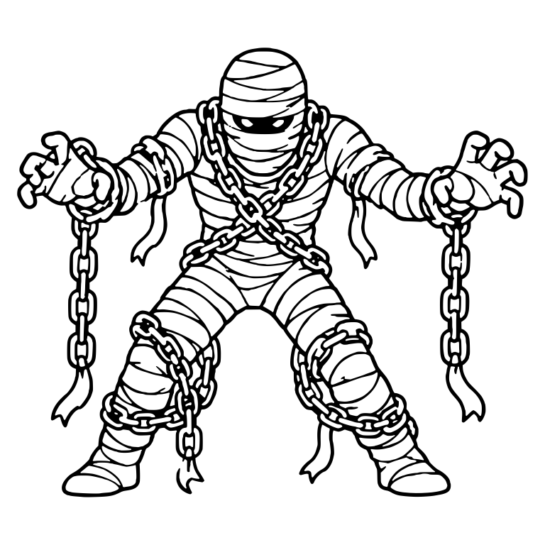 Chained Mummy Crouching With Arms Spread Wide — free fantasy-creature SVG cut file