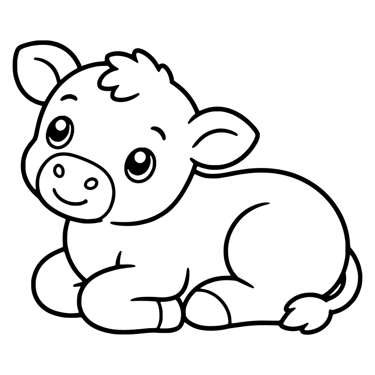 Lying Calf With Tilted Head and Tufted Tail — free animal SVG cut file