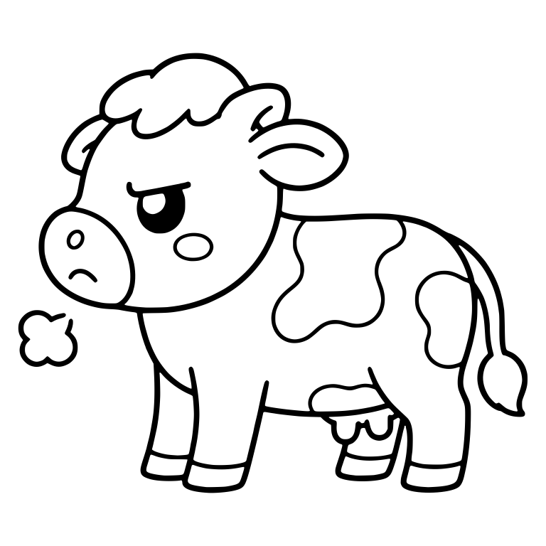 Irritated Cow Snorting Puff With Blush Cheek — free animal SVG cut file