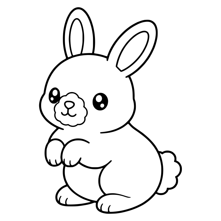 Kawaii Himalayan Bunny Sitting With Paws Raised To Chest — free animal SVG cut file