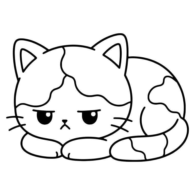 Sulking Calico Kitten Lying in a Loaf Pose — free animal SVG cut file
