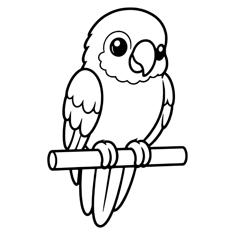 Perched Conure Parrot Gripping a Round Perch — free animal SVG cut file