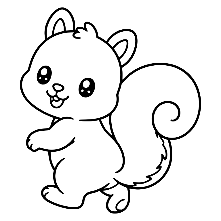 Walking Squirrel With Spiral Curled Tail And Open Smile — free animal SVG cut file