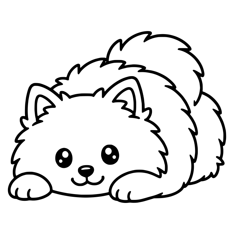 Pomeranian Lying Down Resting Head on Front Paws — free animal SVG cut file