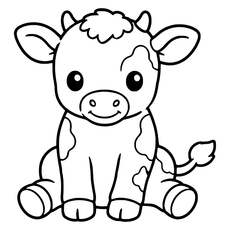 Sitting Calf With Tiny Horns and Spotted Sides — free animal SVG cut file