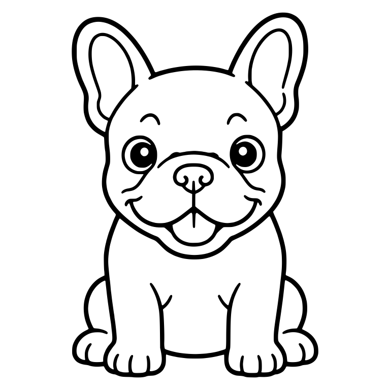 Happy Sitting French Bulldog Puppy With Tongue Out — free animal SVG cut file