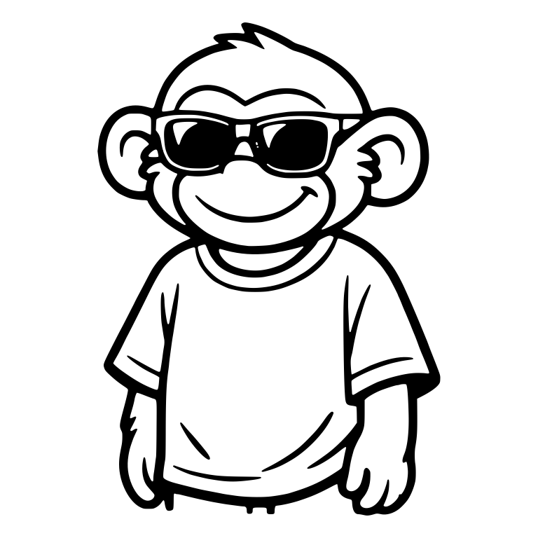 Monkey in Sunglasses and Oversized Tee — free animal SVG cut file