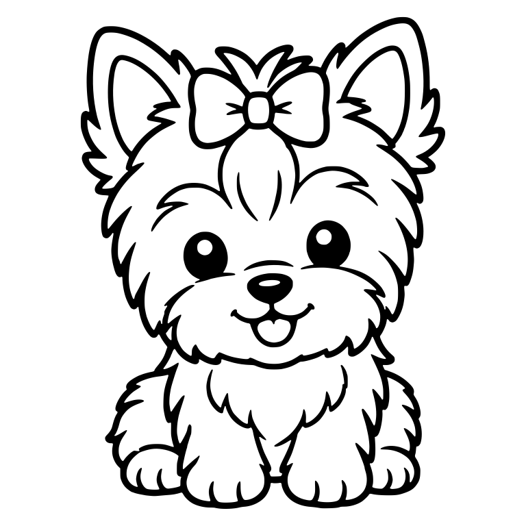 Sitting Yorkie Puppy With Hair Bow — free animal SVG cut file