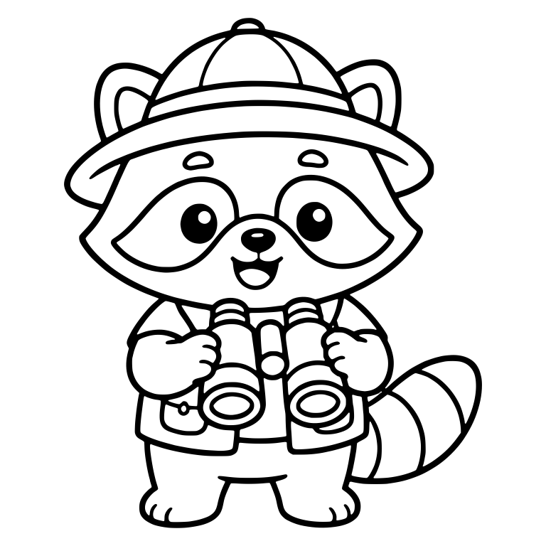 Explorer Raccoon in Safari Hat with Binoculars — free animal SVG cut file
