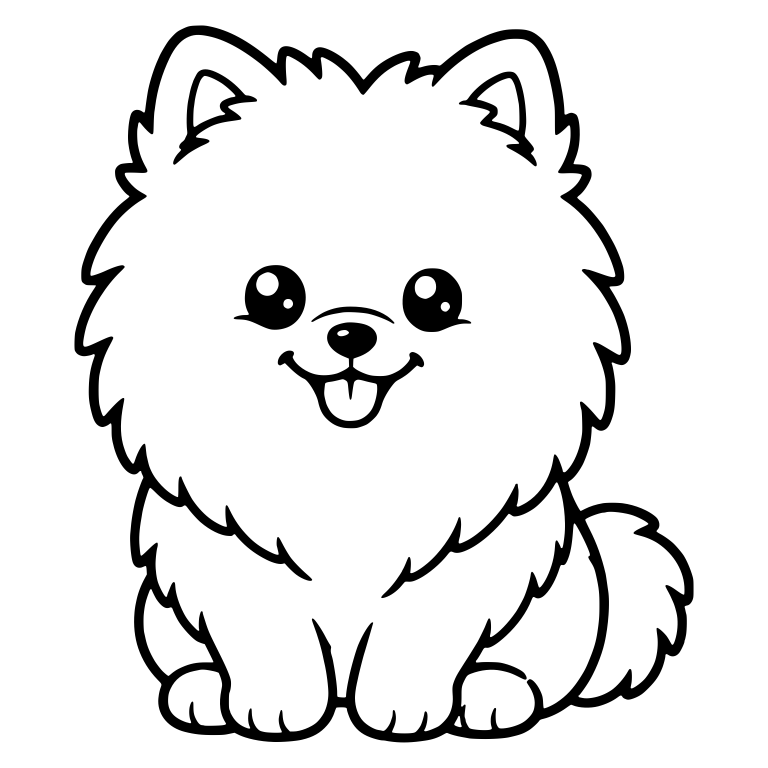 Smiling Pomeranian Sitting Facing Forward with Tail Beside — free animal SVG cut file