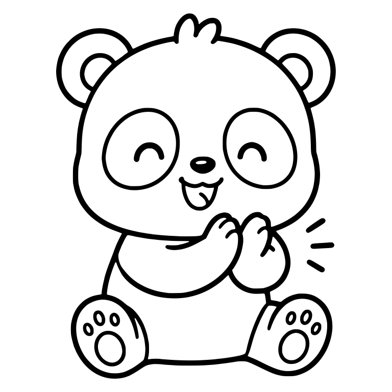 Laughing Panda Sitting With Paw Pads and Hair Tuft — free animal SVG cut file