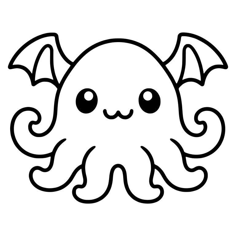 Winged Tentacle Monster With Bat Wings And Cat Smile — free fantasy-creature SVG cut file