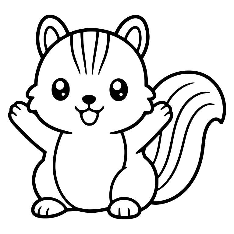 Cheering Squirrel With Both Arms Raised and Striped Tail — free animal SVG cut file