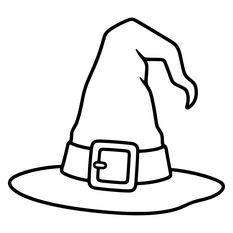 Smooth Witch Hat with Bent Tip and Pronged Buckle — free objects SVG cut file