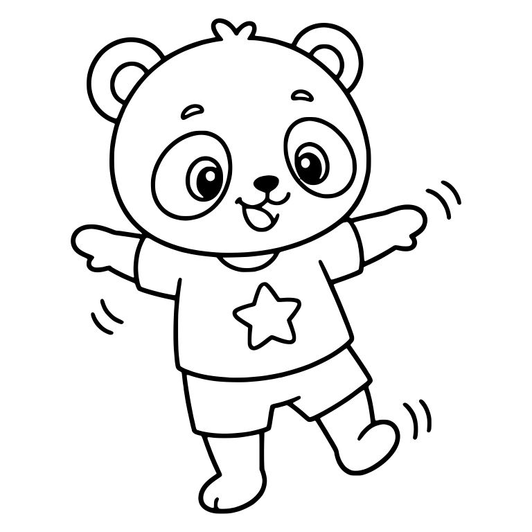Dancing Panda in Star T-Shirt and Shorts — free animal SVG cut file