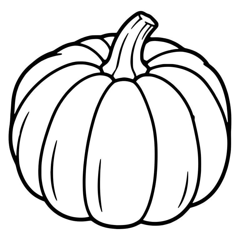 Round Pumpkin with Fine Rib Lines and Slanted Stem — free floral SVG cut file