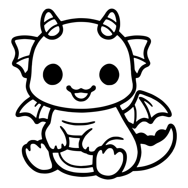 Cute Baby Dragon Sitting With Small Wings and Horns — free fantasy-creature SVG cut file