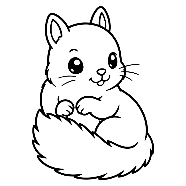 Sitting Squirrel Nestled in Its Big Fluffy Tail — free animal SVG cut file