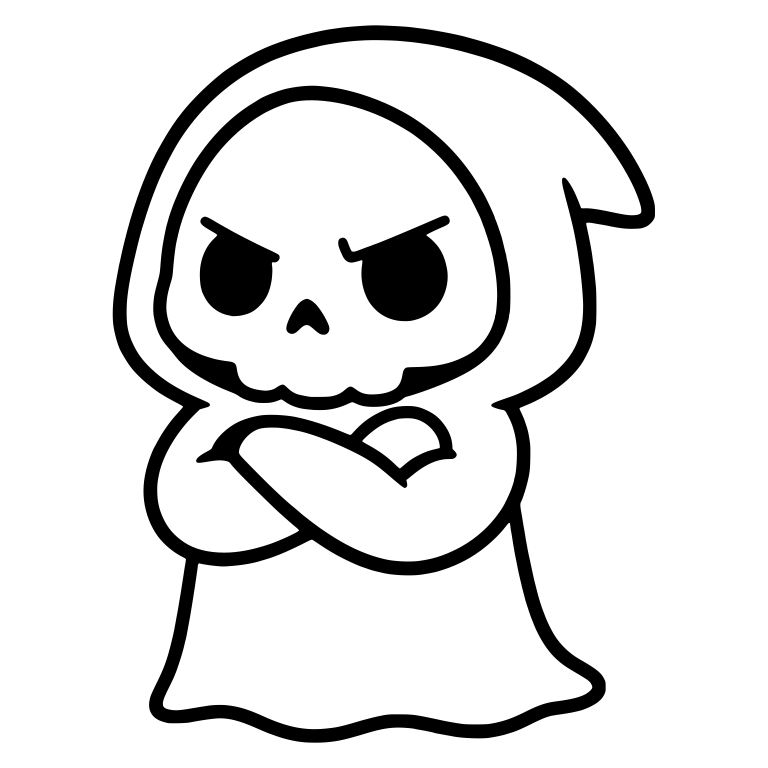 Stubborn Grim Reaper Arms Crossed With Angry Brows — free characters SVG cut file
