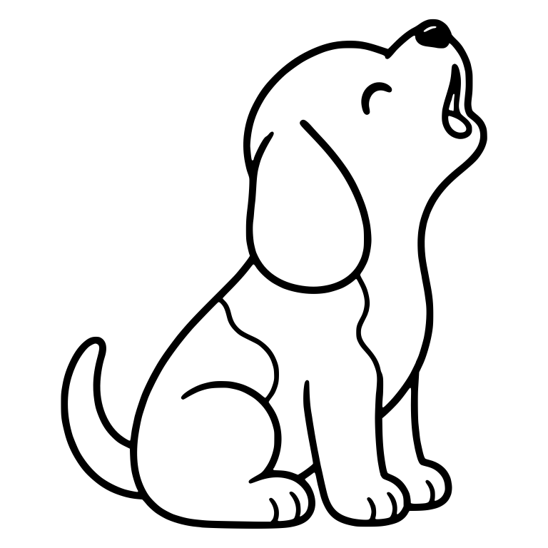 Howling Beagle Puppy Sitting with Head Raised — free animal SVG cut file