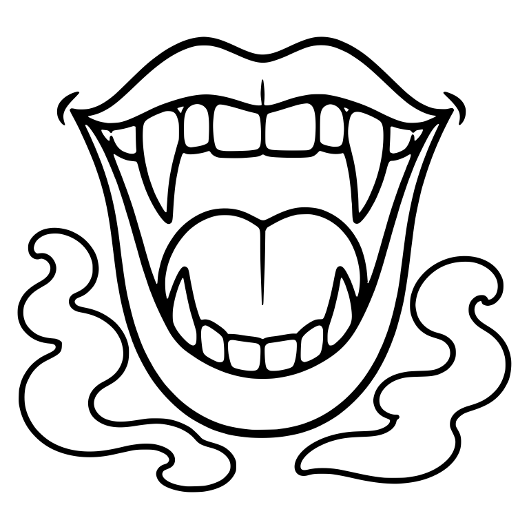 Vampire Mouth with Curled Lip Corners and Swirling Mist — free fantasy-creature SVG cut file