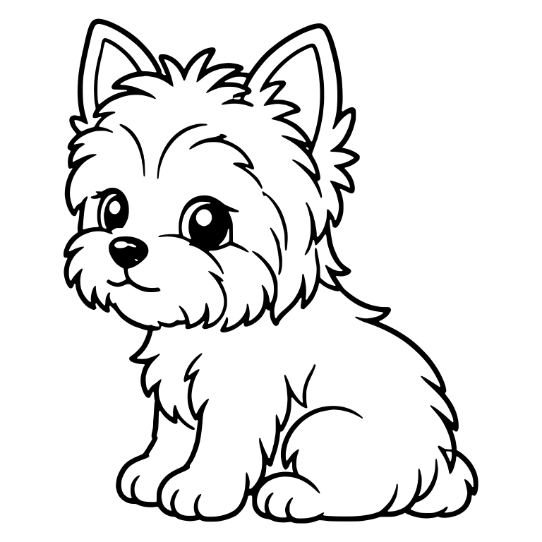 Yorkie Puppy Sitting in Side View Looking Left — free animal SVG cut file