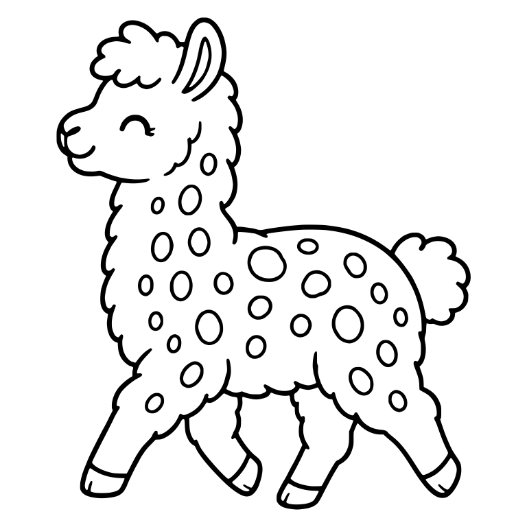 Spotted Llama Walking in Profile With Closed Eyes — free animal SVG cut file